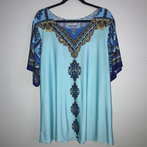 Avenue Turquoise Sparkle Top Size 18/20​​​​ - Picture 1 of 5